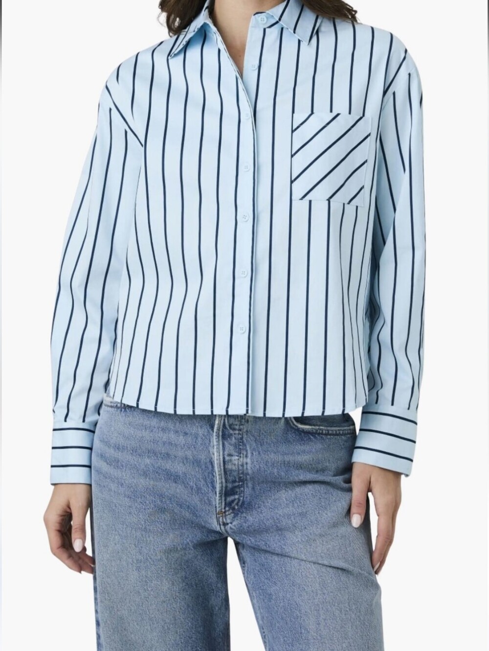 French Connection Blue And Navy Stripe Shirt. Sz M